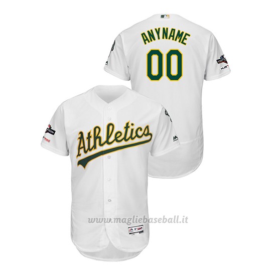 Maglia Baseball Uomo Oakland Athletics Personalizzate 2019 Postseason Flex Base Bianco